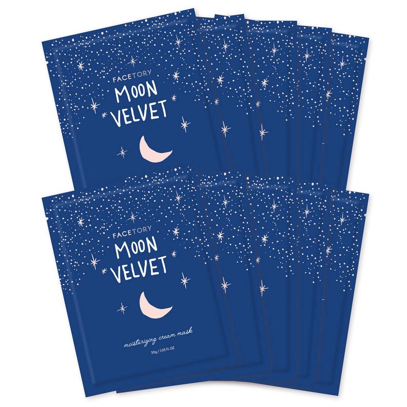 FACETORY FaceMasks Mask Skin Care â€“ MOON VELVET Face Masks Skin Care with Sodium Hyaluronate & Shea Butter | Face Mask Spa Moisturizing Treatment (10 Pack) - Image 1